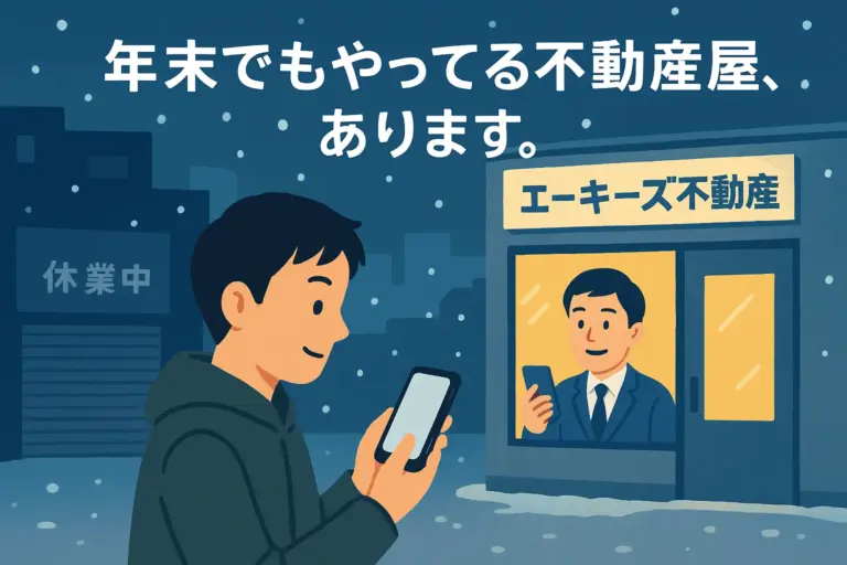 投稿についてもっと詳しく 年末にやっている不動産屋はエーキーズ｜忙しい年末でも理想の部屋探し