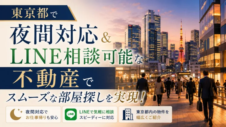 投稿についてもっと詳しく 東京都で夜間対応＆LINE相談可能な不動産でスムーズな部屋探しを実現！